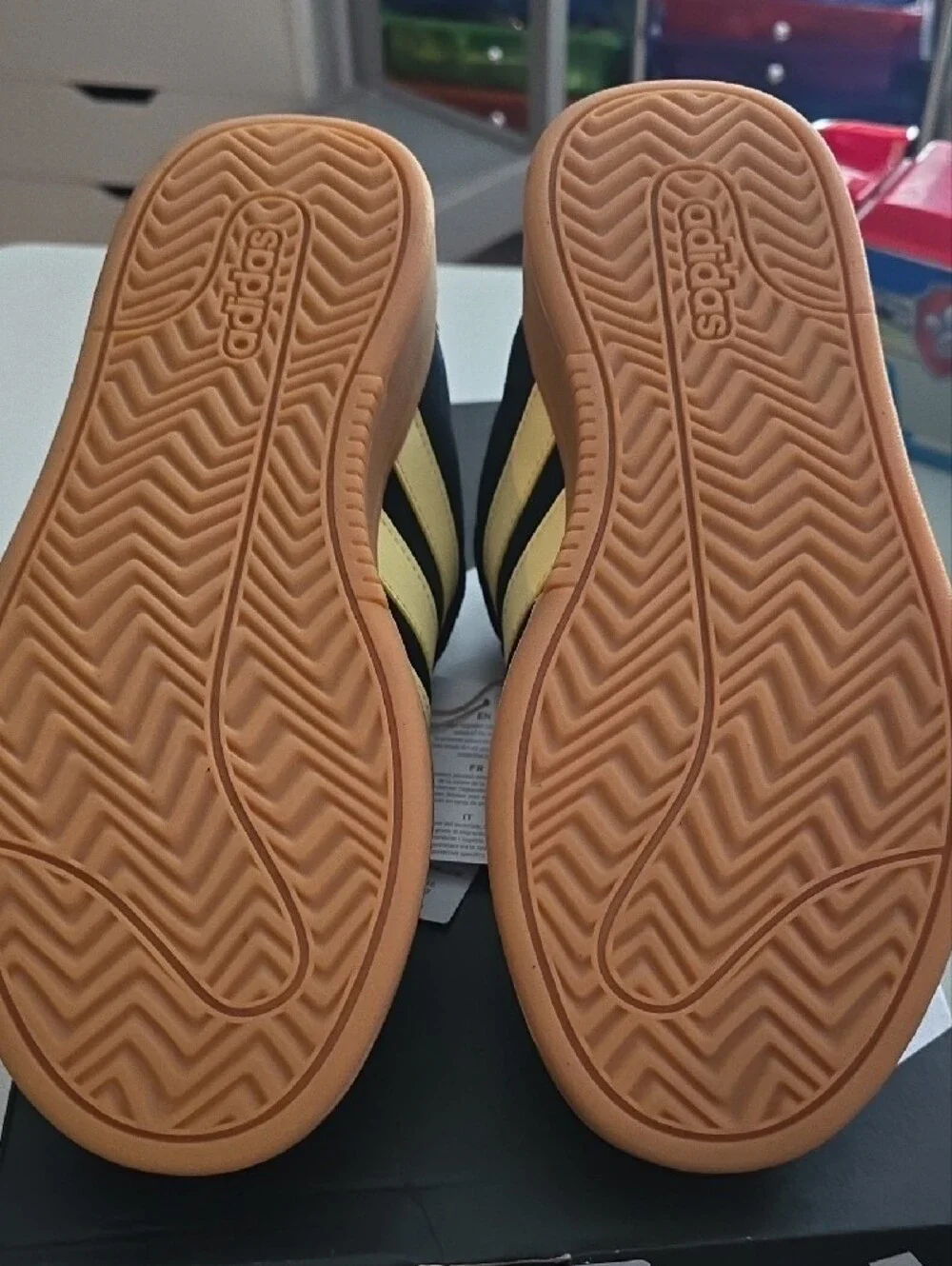 adidas Black Sneakers with Gum Outsole and Yellow Accents